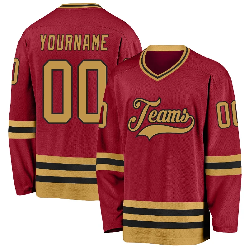 Affordable Team Hockey Jerseys for Budget Teams-Custom Maroon Old Gold-Black Hockey Jersey