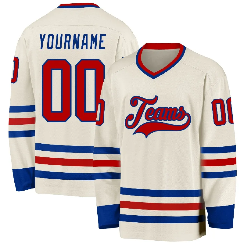 Professional Ice Hockey Jerseys for Elite Teams-Custom Cream Red-Royal Hockey Jersey