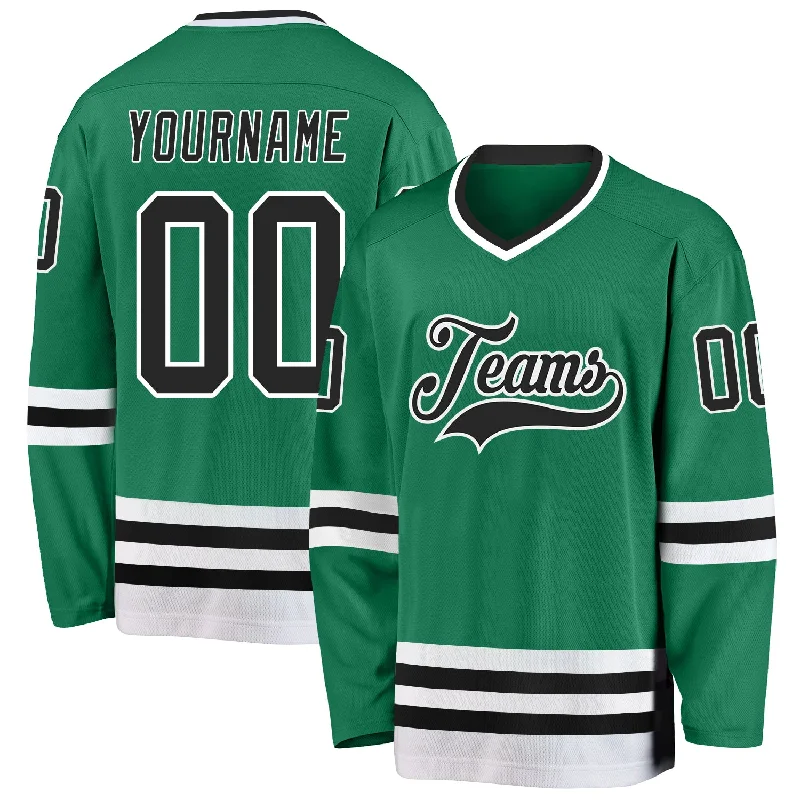 Performance-Focused Hockey Jerseys for Training-Custom Kelly Green Black-White Hockey Jersey