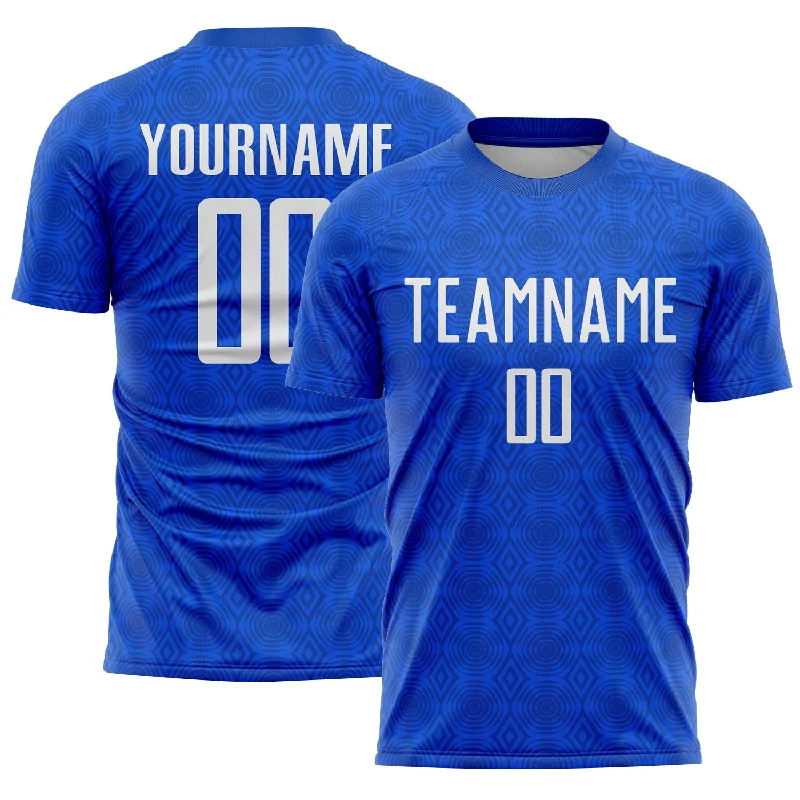 Custom Soccer Jerseys with Team Colors and Branding-Custom Thunder Blue Black Geometric Shapes Sublimation Soccer Uniform Jersey