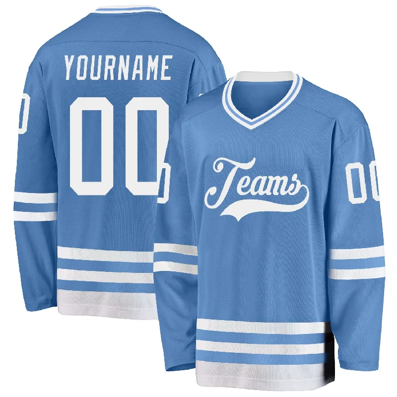 Custom Hockey Jersey for Team Sports-Custom Light Blue White Hockey Jersey