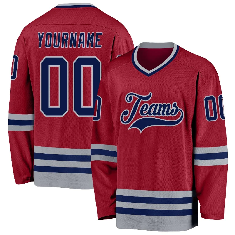 Special Edition Hockey Jerseys for Limited Runs-Custom Maroon Navy-Gray Hockey Jersey