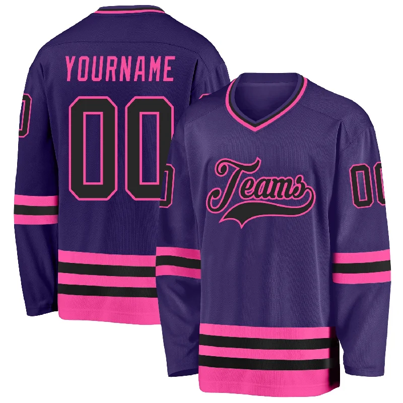 Budget-Friendly Ice Hockey Jerseys for Schools-Custom Purple Black-Pink Hockey Jersey