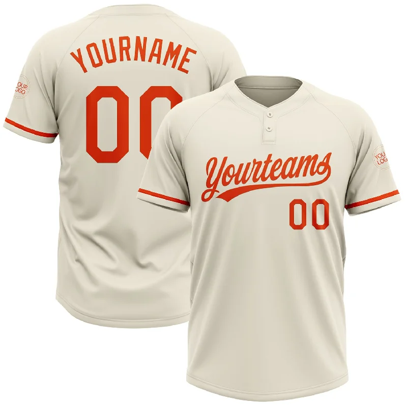 Classic Fit Softball Jerseys for Comfort and Style-Custom Cream Orange Two-Button Unisex Softball Jersey