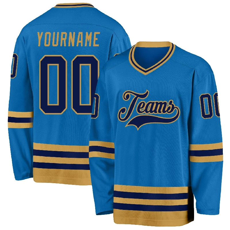 Authentic NHL Hockey Jerseys for Fans-Custom Blue Navy-Old Gold Hockey Jersey