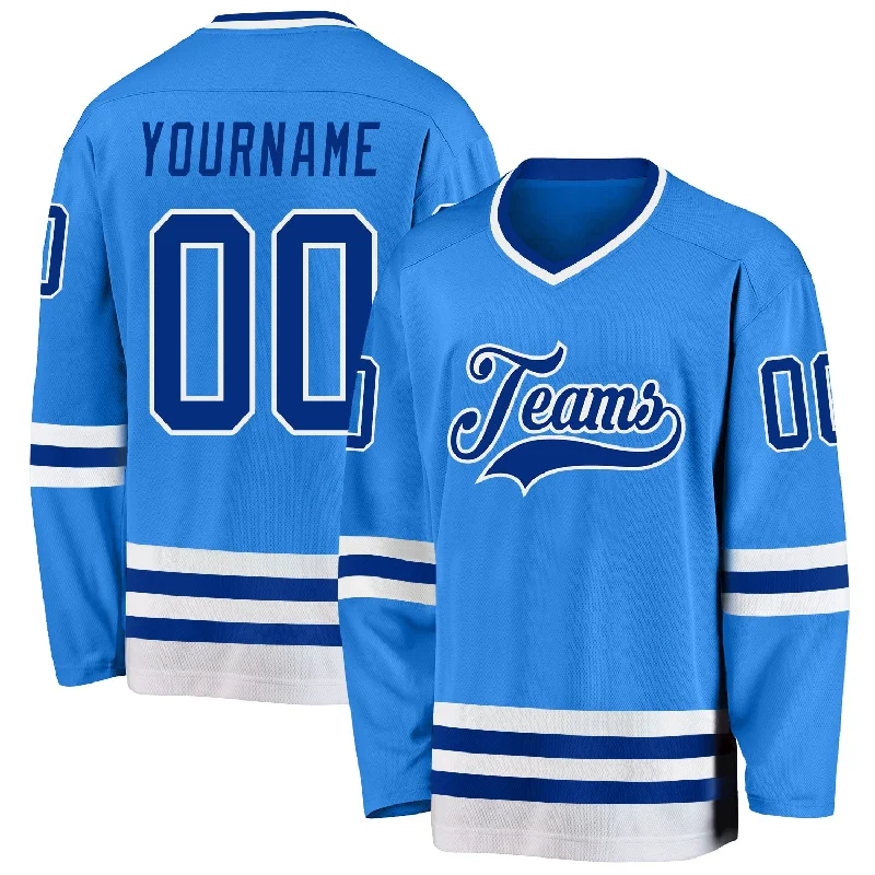 Home and Away Hockey Jerseys for Teams-Custom Powder Blue Royal-White Hockey Jersey