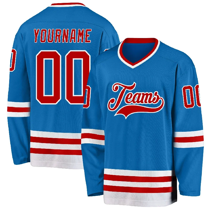 Heavy-Duty Hockey Jerseys for Contact Sports-Custom Blue Red-White Hockey Jersey