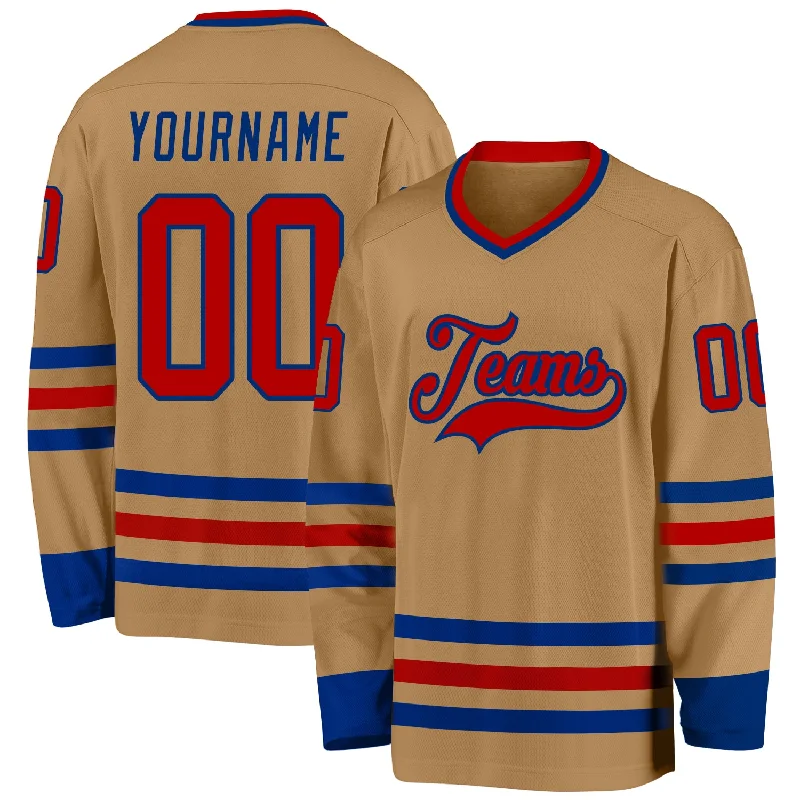 Soft Touch Hockey Jerseys for Maximum Comfort-Custom Old Gold Red-Royal Hockey Jersey