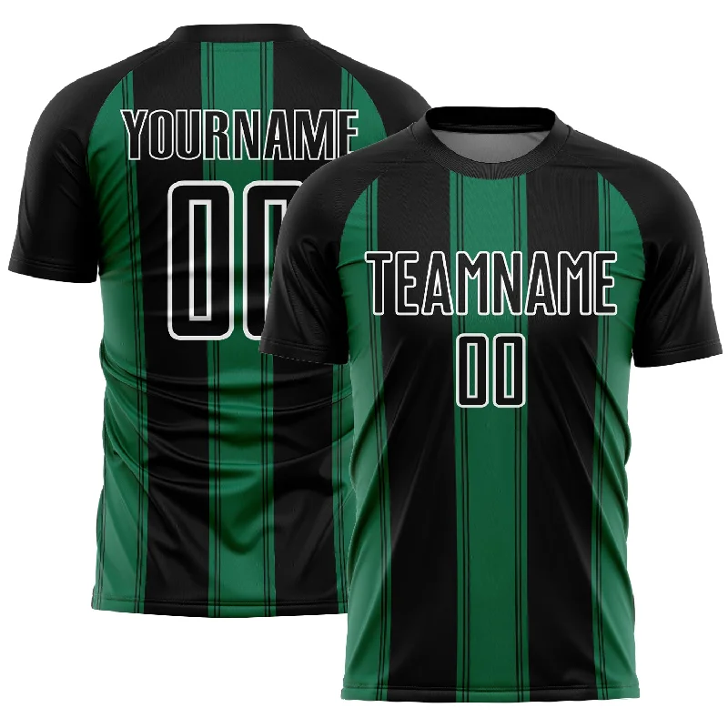 Soccer Jerseys with High-Performance Fabrics for Serious Athletes-Custom Black Kelly Green-White Line Sublimation Soccer Uniform Jersey