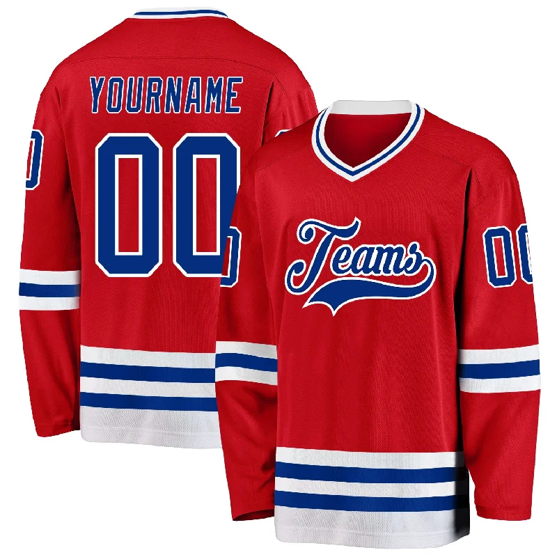 Customizable Hockey Jerseys for Personalization-Custom Red Royal-White Hockey Jersey