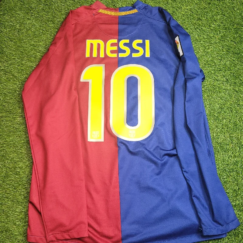 Soccer Jerseys with Customized Player Numbers for Personalization-Messi Barcelona TREBLE SEASON 2008 2009 Home Long Sleeve Soccer Jersey Shirt M SKU# 286785-655