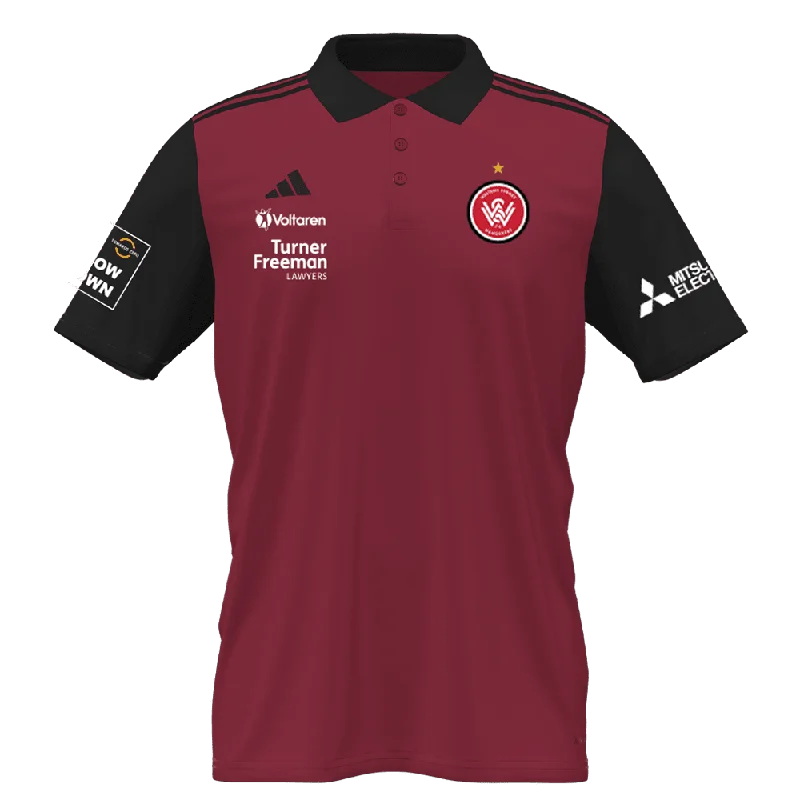 Soccer Jerseys with Tapered Cut for Modern Appeal-Western Sydney Wanderers 24/25 Polo (IA0419-BLACKRED)