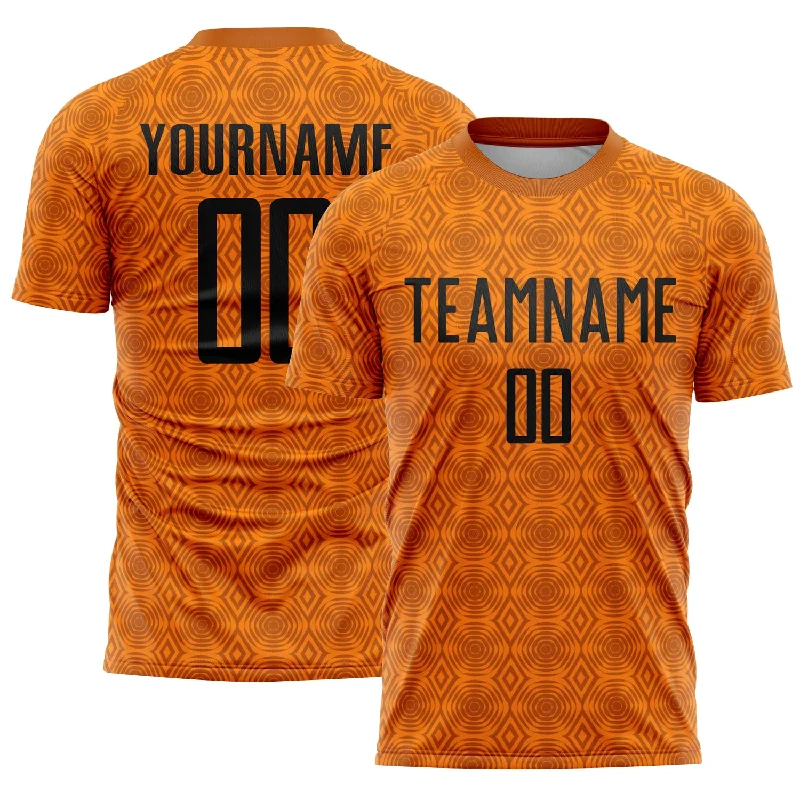 Soccer Jerseys with Classic Stripes for Vintage Feel-Custom Texas Orange Black-Bay Orange Geometric Shapes Sublimation Soccer Uniform Jersey