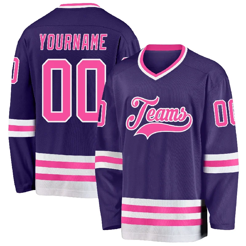 Customizable Ice Hockey Jerseys for Local Leagues-Custom Purple Pink-White Hockey Jersey