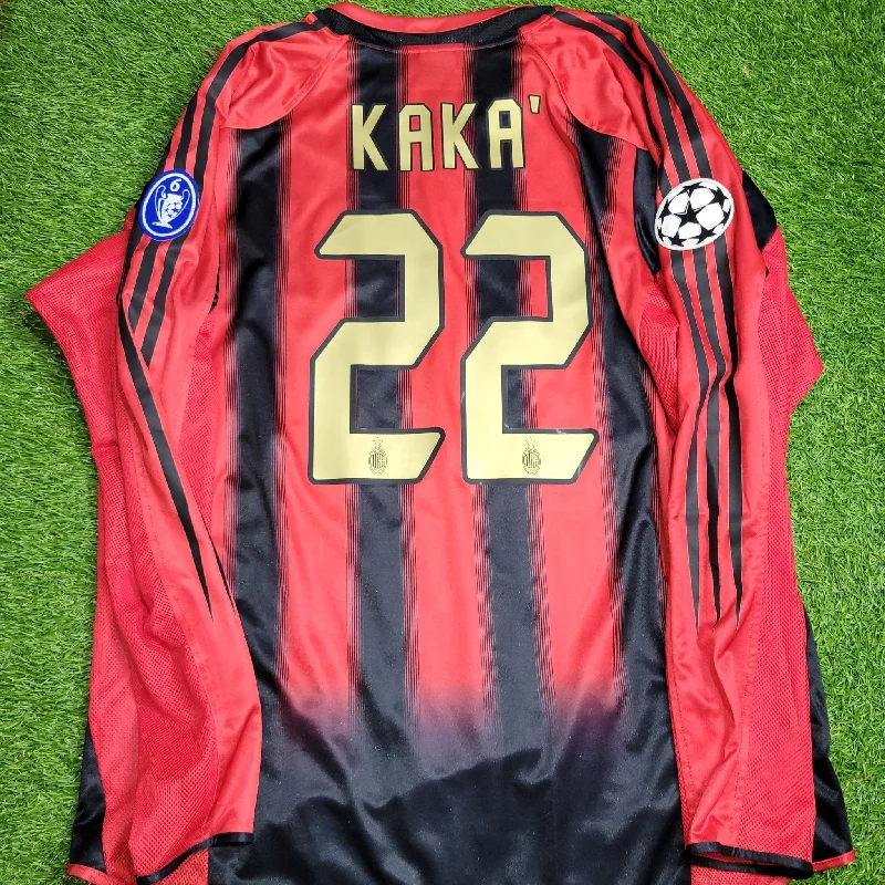 Soccer Jerseys with Contrast Stitching for Bold Design-Kaka AC Milan 2004 2005 UEFA Long Sleeve Home Soccer Jersey Shirt L SKU# 302712 AHJ001