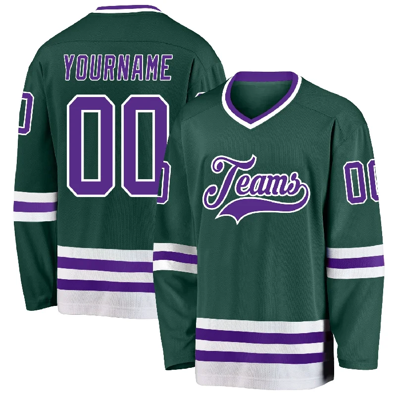 Professional-Grade Hockey Jerseys for Tournament Play-Custom Green Purple-White Hockey Jersey