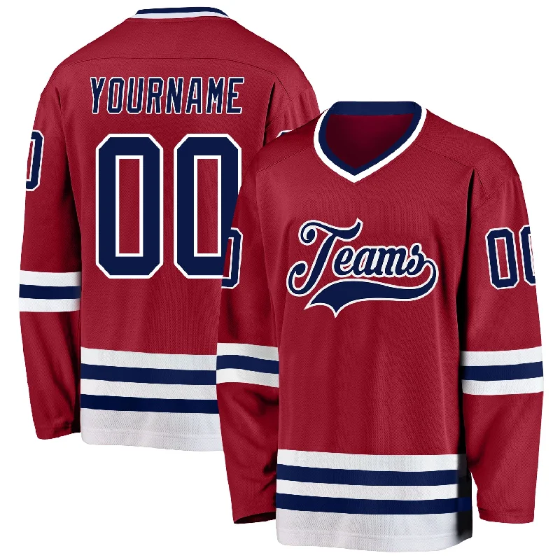 Lightweight Hockey Jerseys for Speed on Ice-Custom Maroon Navy-White Hockey Jersey