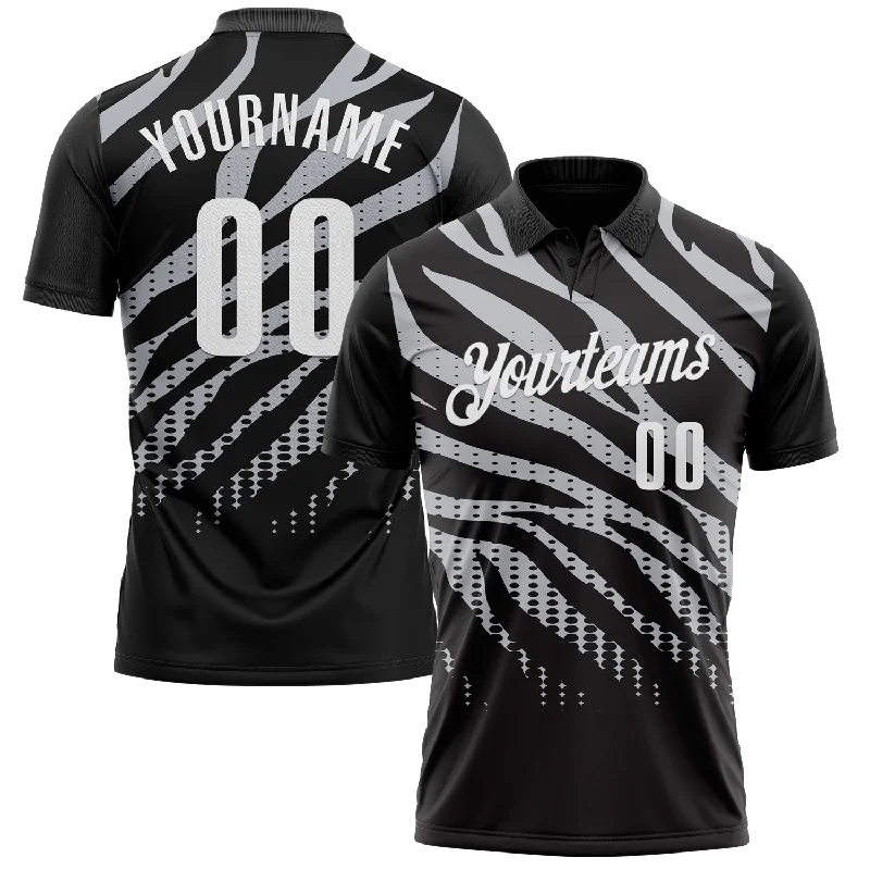 Sleeveless Golf Polo Shirts for Ultimate Comfort-Custom Black Gray-White 3D Bowling Dot Performance Polo Shirt