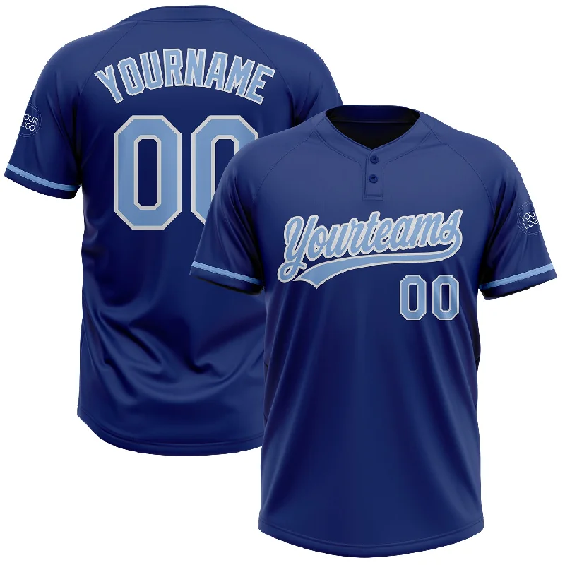 Professional-Grade Softball Jerseys for Elite Players-Custom Royal Light Blue-White Two-Button Unisex Softball Jersey