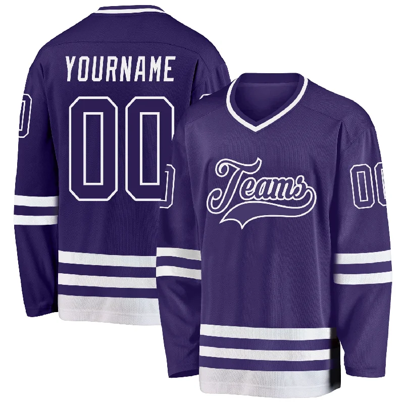 Professional Replica Hockey Jerseys for Collectors-Custom Purple White Hockey Jersey