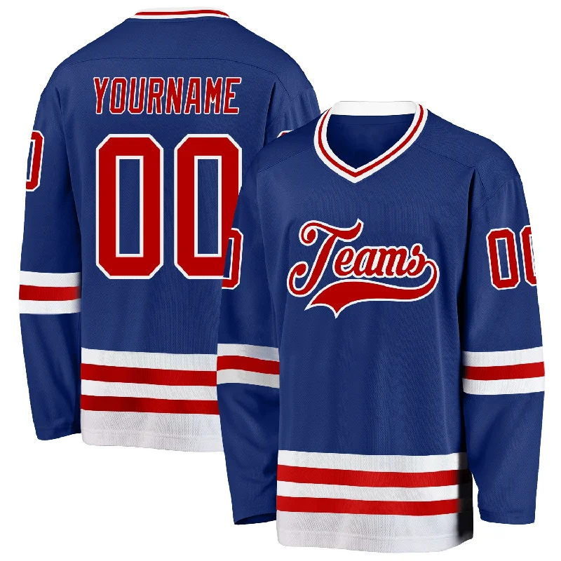 Ice Hockey Jerseys with Sweat-Wicking Technology-Custom Royal Red-White Hockey Jersey