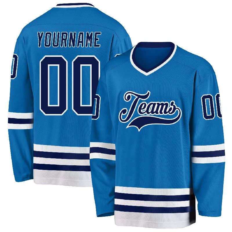 Team Hockey Jerseys for Group Sports-Custom Blue Navy-White Hockey Jersey