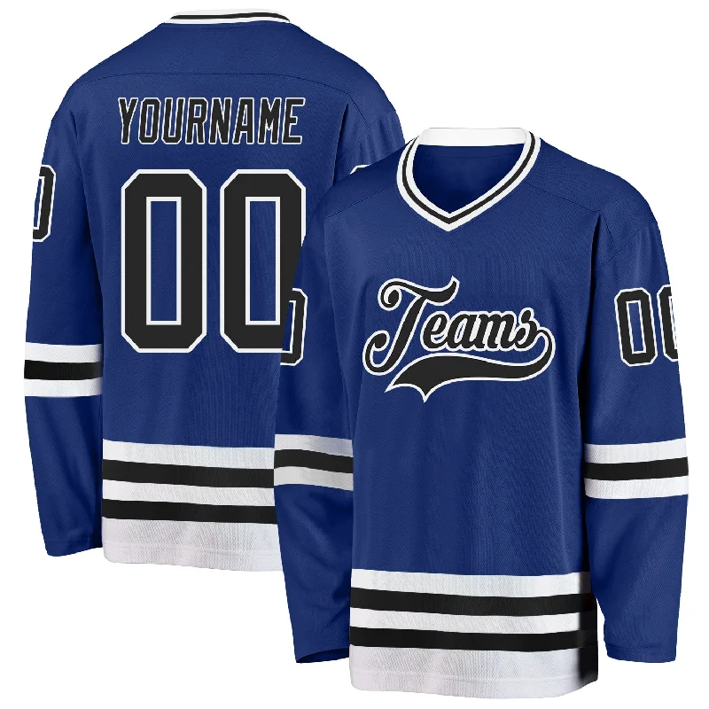 Performance-Fit Hockey Jerseys for Fast Play-Custom Royal Black-White Hockey Jersey