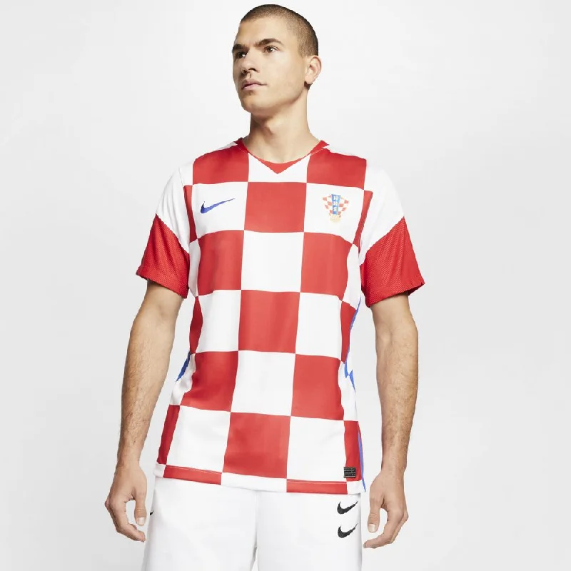 Soccer Jerseys with Raglan Sleeves for Mobility-Nike Croatia 2020 Stadium Home Mens Soccer Jersey