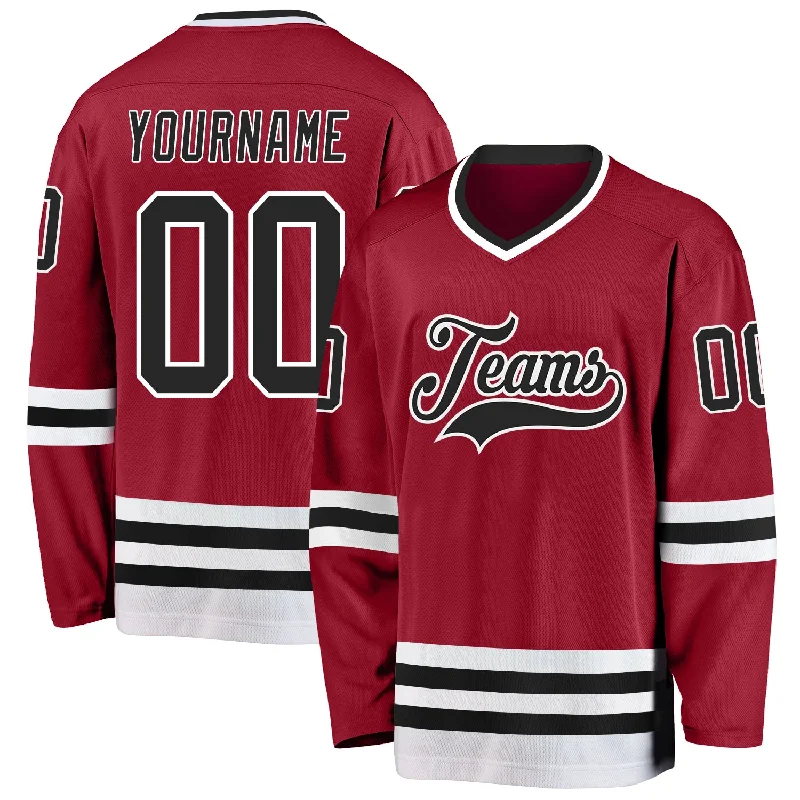 Sublimated Custom Hockey Jerseys for Bold Colors-Custom Maroon Black-White Hockey Jersey