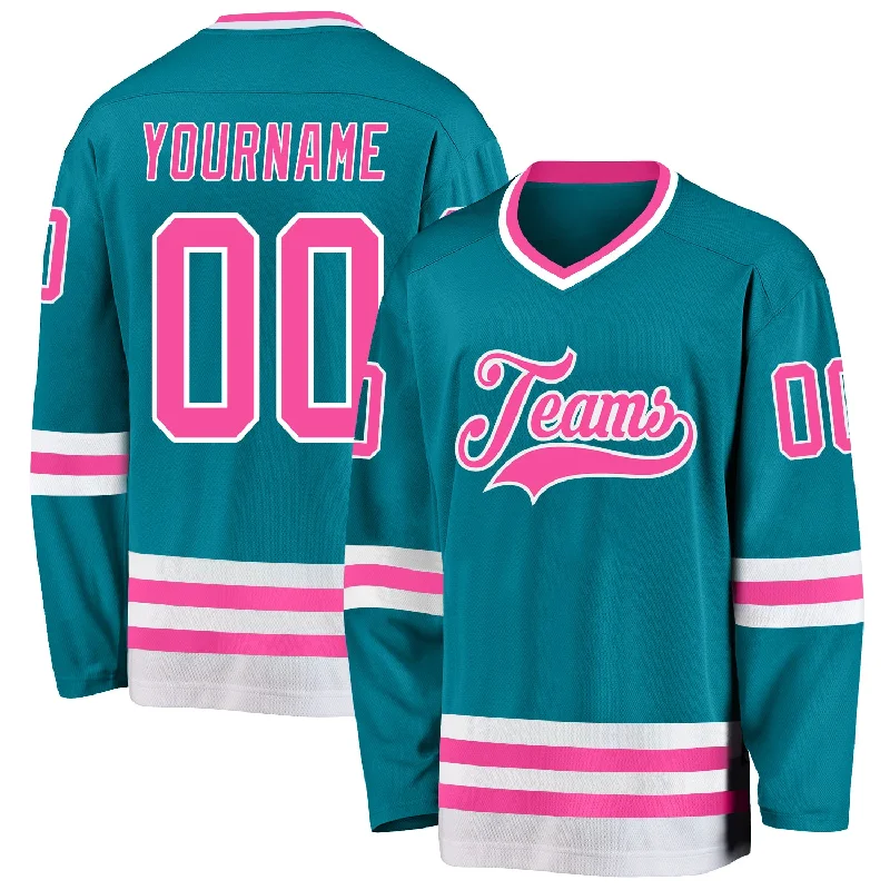 Premium Fit Hockey Jerseys for Comfort and Style-Custom Teal Pink-White Hockey Jersey